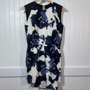 Timo Weiland Dress Cow Wave Print White Blue Abstract Watercolor Sleeveless XS